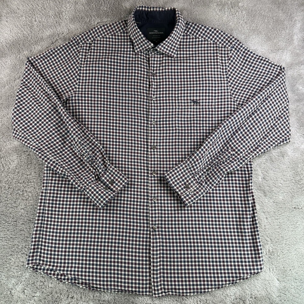 Rodd & Gunn Men XL Plaid Woven In Italy Button Up Long Sleeve Original Fit Shirt